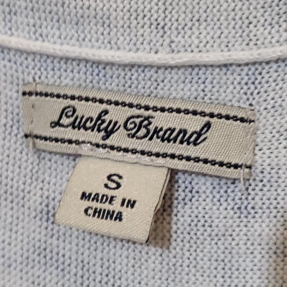 Lucky Brand Blue White Grey Open Front Floral Cardigan Size Small - Picture 6 of 7